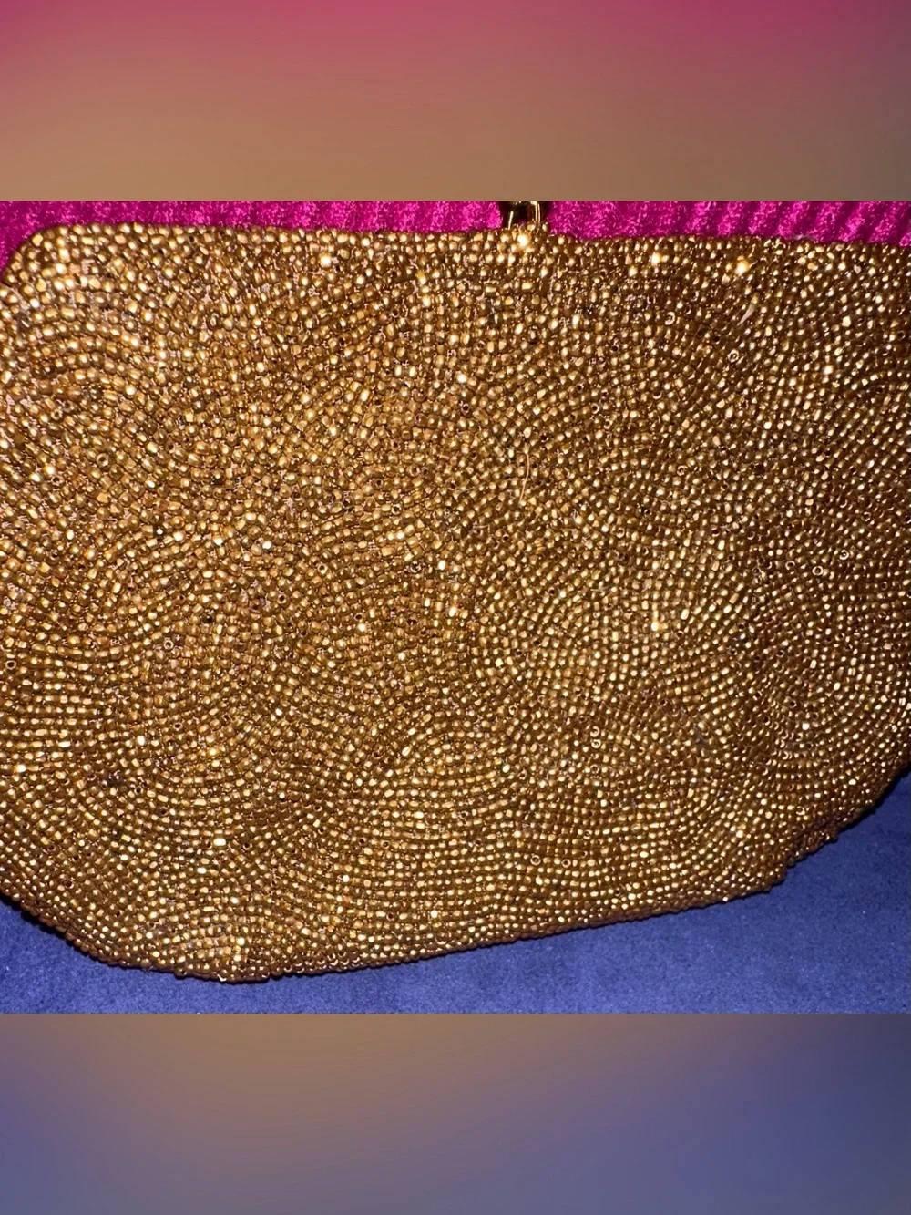 VTG 1950s Saks Fifth Avenue Gold Beaded Clutch Made in Belgium